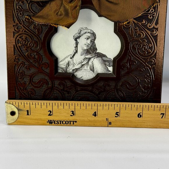 Metal Frame Ornate Bronze Tone with Bow 6.75 x 6.75" - Picture 5 of 9